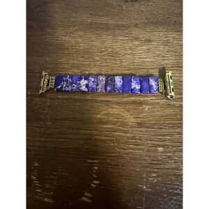 Cape Diablo Purple Jasper Apple Watch Band Natural Stone Bracelet Gold Tone